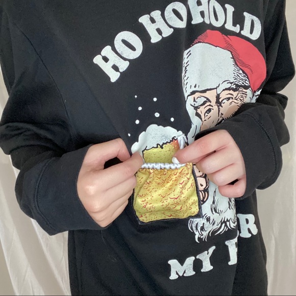 Santa Ho Ho Hold My Beer Black Christmas Crewneck - Picture 6 of 8